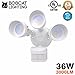 Bobcat LED Flood Lights 36 Watts 270 deg Motion Activated Outdoor Security Lights Three Head 3000 lumens 5000K White，Waterproof IP65 & UL Certification