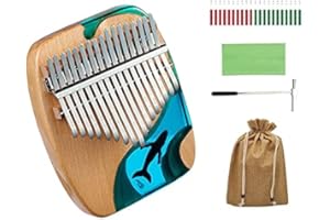 Hluru Resin Ocean Blue Kalimba | New 17 Key Whale Flat Board Thumb Piano No Screen Birthday Music Gifts