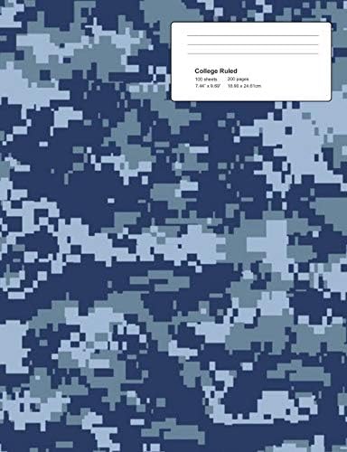 Composition Notebook: Blue Digital Camouflage College Ruled Notebook Paperback – June 7, 2019
