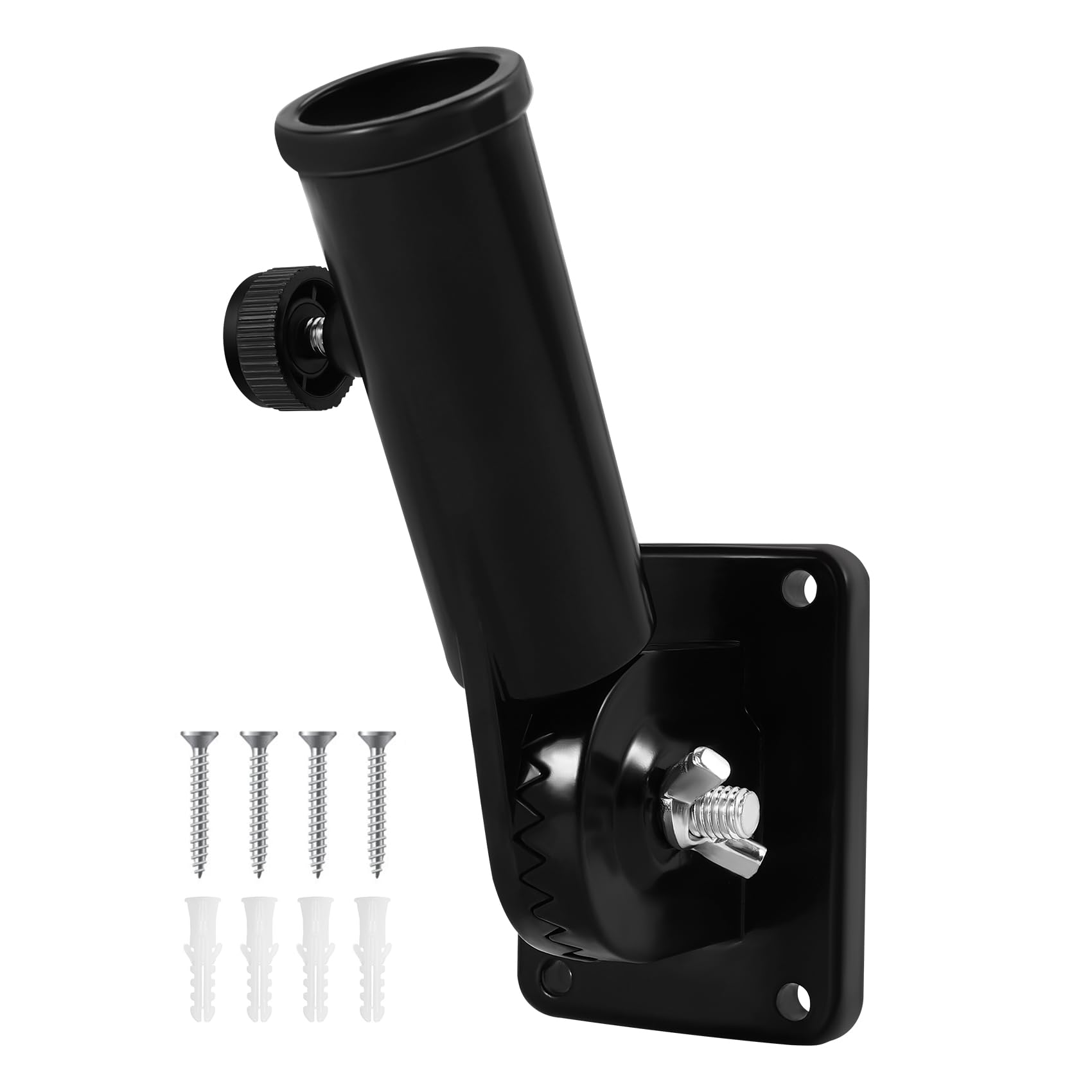 BGFAVCV Aluminium Flagpole Mounting Bracket, Adjustable, Wall Mount or Pillar Mount, Black