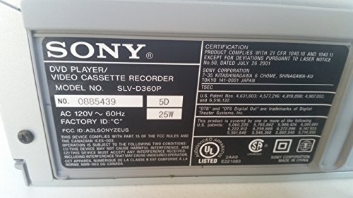 Sony-SLV-D360P-DVD-Player-Video-Cassette-Recorder-Combination-4-Head-Hi-Fi-VHS-Player-CD-Player-W-Progressive-Scan-Dolby-Digital-DTS-Digital-Out