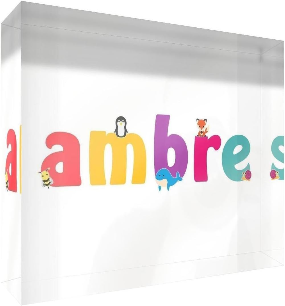 Little Helper Souvenir Decorative Polished Clear Acrylic Diamond Style Example Girl/The Name of Coloured Amber 10.5 x 15 x 2 cm Large