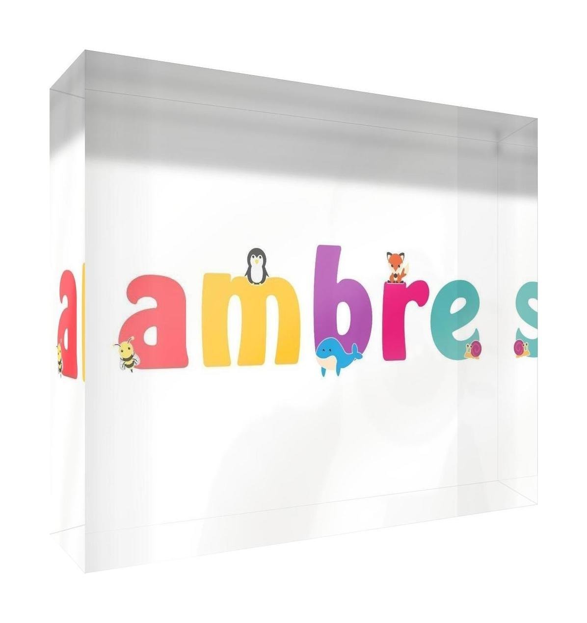 Little Helper Souvenir Decorative Polished Clear Acrylic Diamond Style Example Girl/The Name of Coloured Amber 10.5 x 15 x 2 cm Large