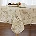 EVERYDAY LUXURIES Boxed Fern Flannel Backed Vinyl Tablecloth Indoor Outdoor, 60-Inch by 102-Inch Oblong (Rectangle), Taupe