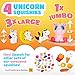 Coral Entertainments Jumbo Unicorn Squishies Set 4 Piece Kawaii Slow Rise Foam Extra Large Unicorn Party Supplies Giant Squeeze Children's Collectible Stress Fidget Toys