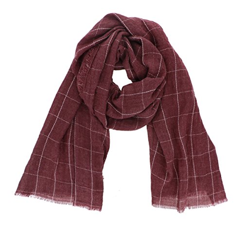 Windowpane Print Scarf Wrap- Maroon