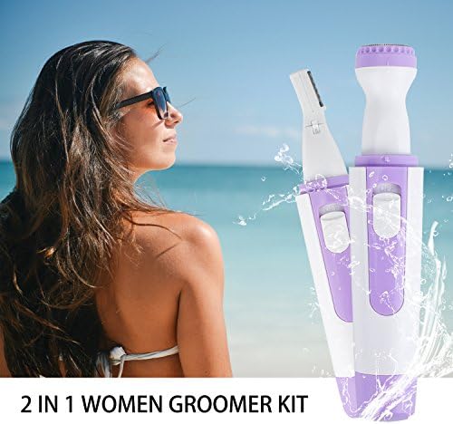 Bikini and Eyebrow Trimmer for Woman, Painless Facial Hair Removal Waterproof Ladies Electric Shaver Led Light Professional Battery-Operated Portable Handy Mini Hair Shaver Epilator