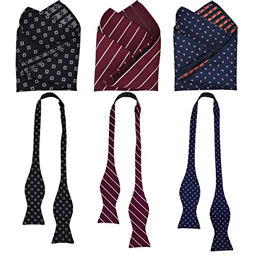 3sets syaya men s jacquard woven self bow tie set - mul…