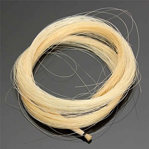 image for MonkeyJack 2 Hanks of Violin Bow Hair White Horse Tail for Violin Viol