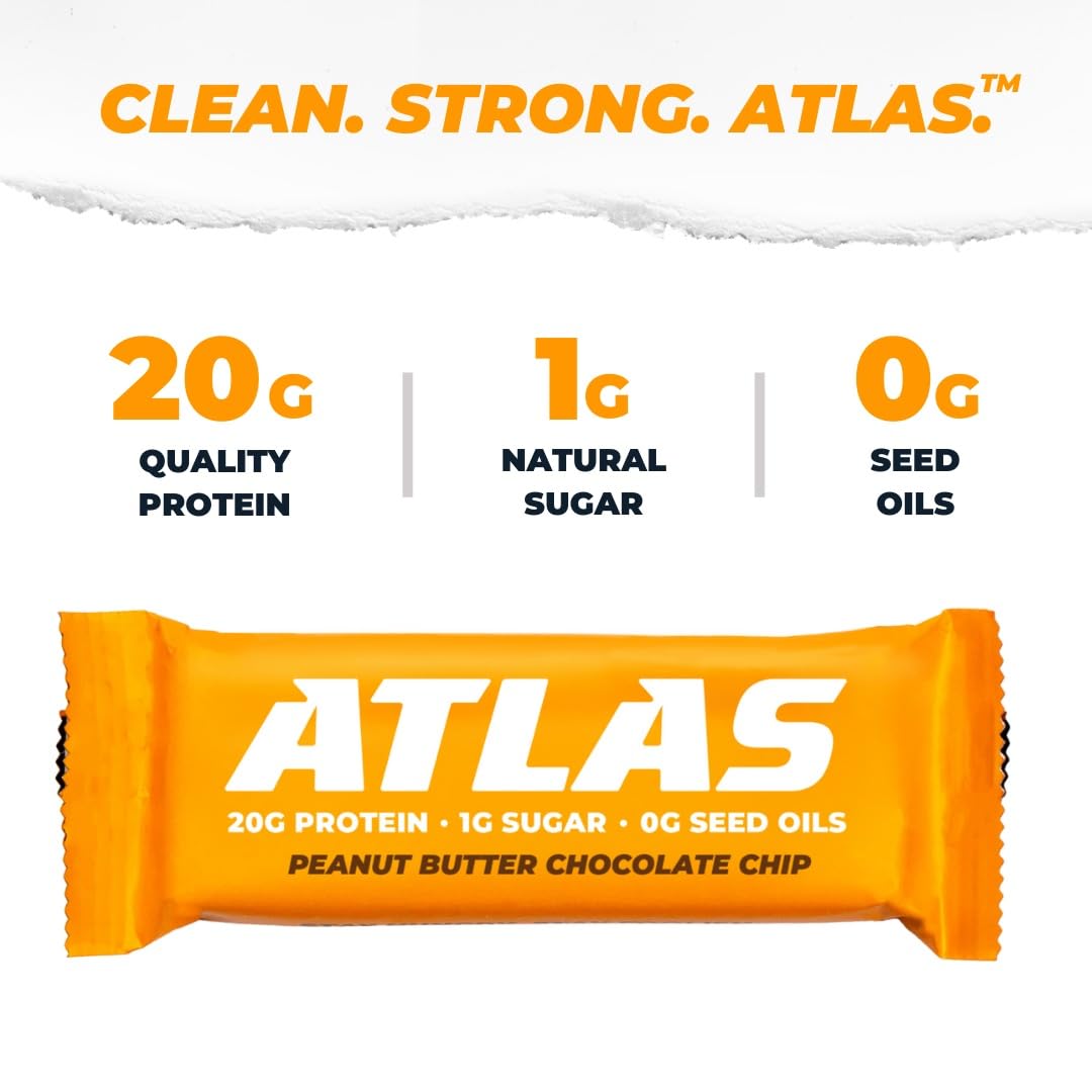 Atlas Protein Bar, 20g Clean Protein, 1g Natural Sugar, No Seed Oils, Gluten Free, No Artificial Sweeteners, Ultimate Whey Variety, 12 Pack