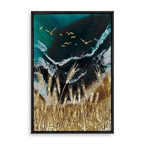 Framed Canvas Home Artwork Decoration Abstract Scenery Natural Landscape Canvas Wall Art for Living Room, Bedroom - 16x24 inches