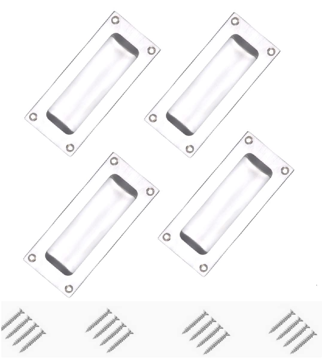TERF® Traditional Aluminium Flush Pull Door Handle 90mm Sliding Door Flush Handle with Fixing Screw for Drawer Cabinet Wardrobe Sliding Door and Multi Use - Pack of 4