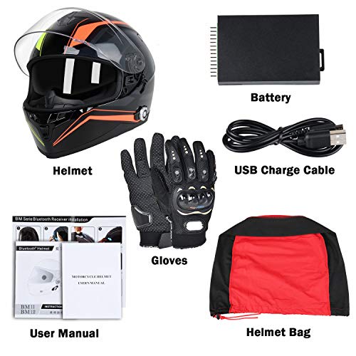 FreedConn Bluetooth Motorcycle Helmet DOT Full Face Bluetooth Helmets Motorcycle (MultiColor