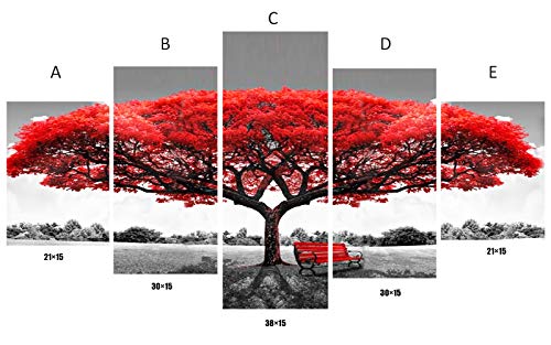 Diamant Peinture 5Pack, TAOPE DIY Broderie Diamant Chat Bricolage Strass Collé Broderie Point de Croix Complet Strass de Broderie Diamant Kit pour Décoration Murale de Salon -Arbre