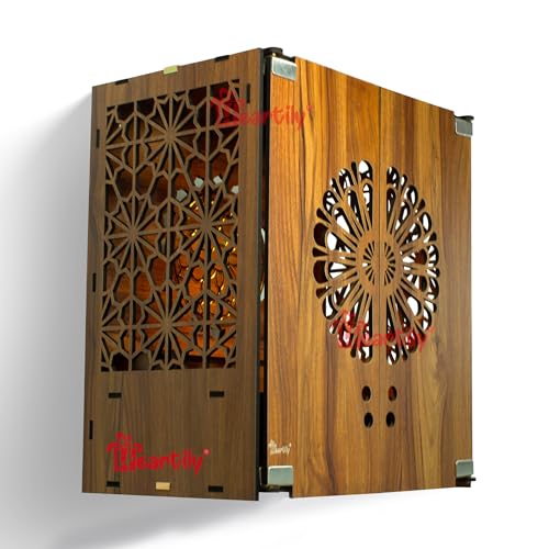 Heartily® Namah Beautiful Wooden Pooja Mandir with Door Temple for Home with Door Mandir for Home with LED Spot Light Product (18 Inch Height)