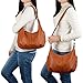 YALUXE Women's Double Zipper Soft Hobo Style Cowhide Leather Purse Shoulder Bag