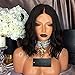 RONGDUOYI Synthetic Fiber Hair Wigs 2021 Fashion Brazilian Hair Short Bob Wave Wigs Synthetic Lace Front Wigs Black Color Heat Resistant Synthetic Hair Wigs (12inch lace front wig)