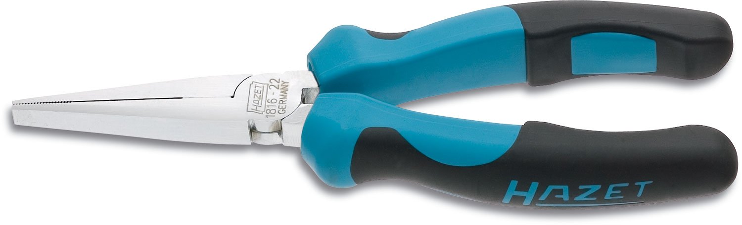 HAZET 1816-22 160 mm Flat Nose Pliers - Bright Chrome-Plated