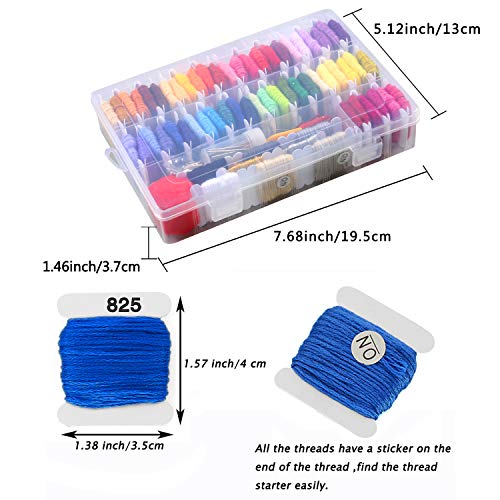Embroidery Floss 108 Pcs Cross Stitch Kits,COTOPHER Embroidery Thread 62 Skeins Friendship Bracelets Floss with Organizer Storage Box Embroidery Starter Kits 46 Pcs Cross Stitch Tools(108 PCS) - Thumbnail 3