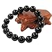 Mens 12mm Black Tiger's eye Bracelets Natural Lava Gemstone Stretch Charms Bracelets Energy Healing Gemstone Bracelet (Black)