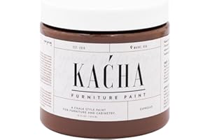 Kacha Furniture Paint | Brown Chalk Style Paint for Furniture, Cabinets, and Crafts | Pint -16 oz | Espresso | Low VOC | Matte | (Topcoat Required)