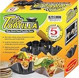 Tasty Tortilla Non Stick Steel Tortilla Pans, 4 Tortilla Mold and 1 Sauce Bottle 8 oz