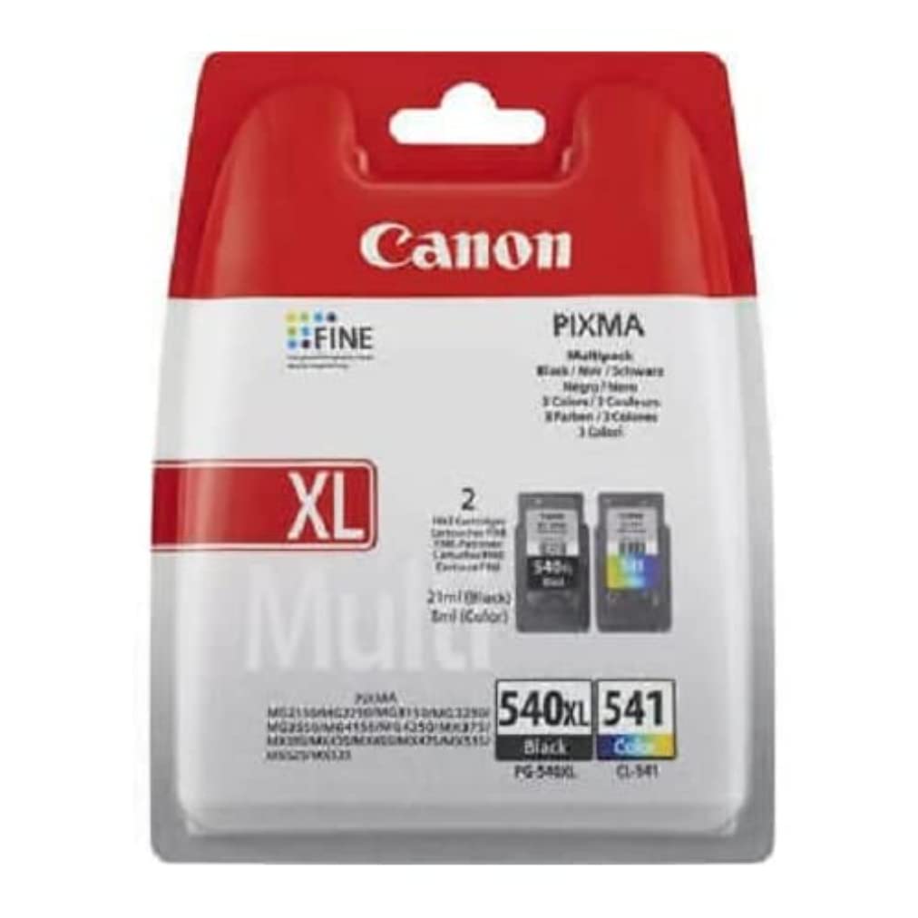 Canon Genuine Multipack of 2 Ink Cartridges - 1 x High Capacity PG-540XL black and 1 x CL-541 colour printer ink / Suitable for Canon PIXMA MX, MG and TS series printers