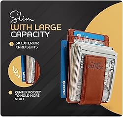 Money Clip Leather Wallet For Men Slim Front Pocket