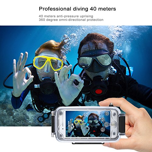 HAWEEL iPhone 7/ 8 Underwater Housing Professional [40m/ 130ft] Diving Case for Surfing Swimming Snorkeling Photo Video No Reflection + Lanyard(iPhone 7/ 8, Black) - Thumbnail 6