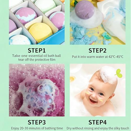 Ocean Toy Bath Salt Ball Sleeve Box Bath Bombs, 2026 New 12-Pack Bath Bombs with Surprise Spring Inside, Upgrade Easter Gifts Bubble Basket Stuffers Easter Egg Fillers
