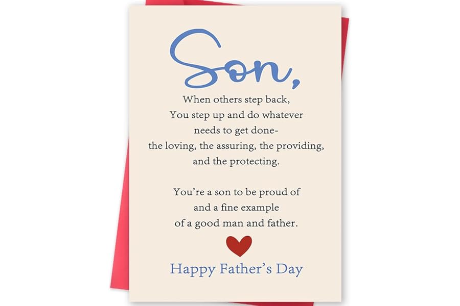 MOROLURU Fathers Day Card for Son, Happy Father's Day Son Card, Fathers Day Gift for Men, Heartfelt Greeting Card for a Good Men and Father, Proud Parent Card