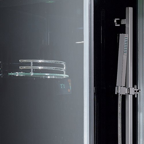 Ariel Platinum DZ961F8-BLK-R Steam Shower in Black with Right Side Drain and Plumbing Fixtures