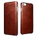 iPhone 6 leather case, Icarercase Premium iPhone 6s Genuine Leather Wallet Case Curve Edge Flip Style, Vintage Folio Cover for Apple iPhone 6 4.7 Inch in Leather (Brown)