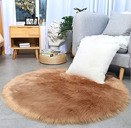 SKSNB Alfombra Redonda de Felpa Similar a la Lana de Estilo Simple