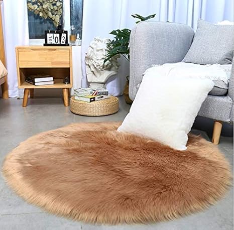 SKSNB Alfombra Redonda de Felpa Similar a la Lana de Estilo Simple