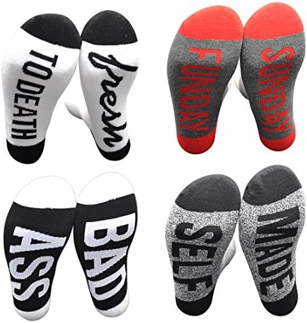 Aukado Combed Cotton Unisex Socks Pack of 4– Casual &amp; Comfortable Style crew socks with terry Perfect Gift,Birthday Present