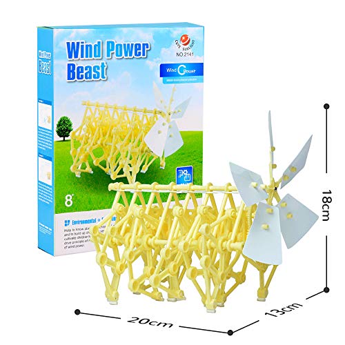 INTSUN Strandbeest Model Kit Wind Power Beast Standbeest Toy DIY Creative Turbine Wind Power Beast Mini Educational Walkable Strandbeest Birthday Gifts for Kids (Yellow)
