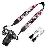 Elvam Universal Men and Women Camera Strap Belt Compatible for All DSLR Camera, SLR Camera, Instant Camera and Digital Camera - SLR Camera, Instant Camera and Digital Camera - Pink Flower Floral