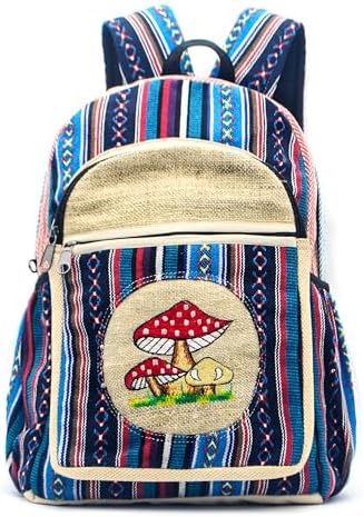 Himalayan‎ Hemp Backpack Nepal Striped Patchwork Boho Woven Multi-Color Bag Himalayan Hemp Backpack: Fair Trade Nepal Boho Hiking Bag - Etsy main image 4
