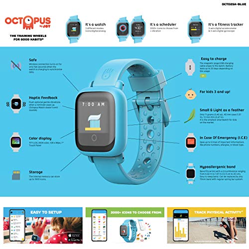 New - Octopus Kids Smart Watch v2 - Blue - Plan Activities, Responsibilities and Healthy Habits - Fitness Tracker and Electronic Daily Schedule - Thumbnail 7