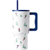 Simple Modern 30 oz Tumbler with Handle and Straw Lid | Insulated Cup Reusable Stainless Steel Travel Water Bottle Cupholder Use | Gifts for Women Him Her | Trek Collection | Downhill Skiing
