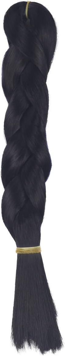 Miss U Hair Unisex 24inch 60cm 100g Synthetic Long Straight Braided Bulk Hair Weave Weft DIY Doll Hair Raw Material (Jet black)