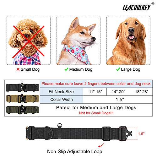 Adjustable Dog Collar with Safety Quick Release Buckle, Breathable Pet Collar for Medium Large Dogs, 100% 1000D Nylon Webbing, 4 Colors, 3 Sizes, 1.5” Wide
