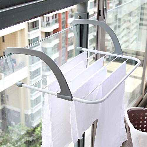 Xigeapg Portable Foldable Drying Rack Clothes Punch Free Hanger Winter Heating Radiator Balcony Clothes Hanger 52X16X34.5Cm - Thumbnail 2