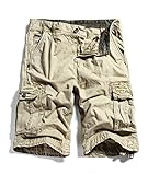 MorryOddy Men's Cotton Loose Fit Multi Pocket Cargo Shorts Khaki 34