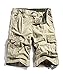 MorryOddy Men's Cotton Loose Fit Multi Pocket Cargo Shorts Khaki 34