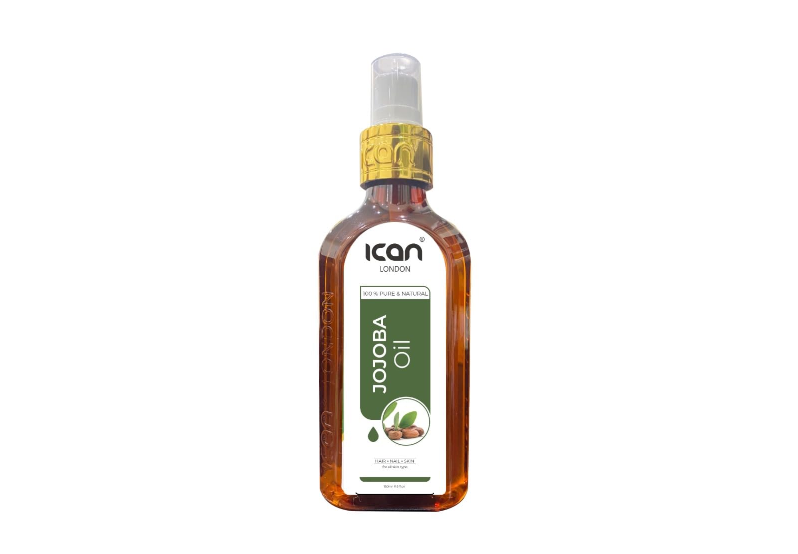 ICAN LONDON 100% PURE & NATURAL JOJOBA OIL FOR HAIR, SKIN, NAILS 150ML