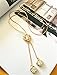 Yozone Necklace Sweater Chain Women's Four-Leaf Clover Pendant Long Chain Sweater Necklace (Gold)