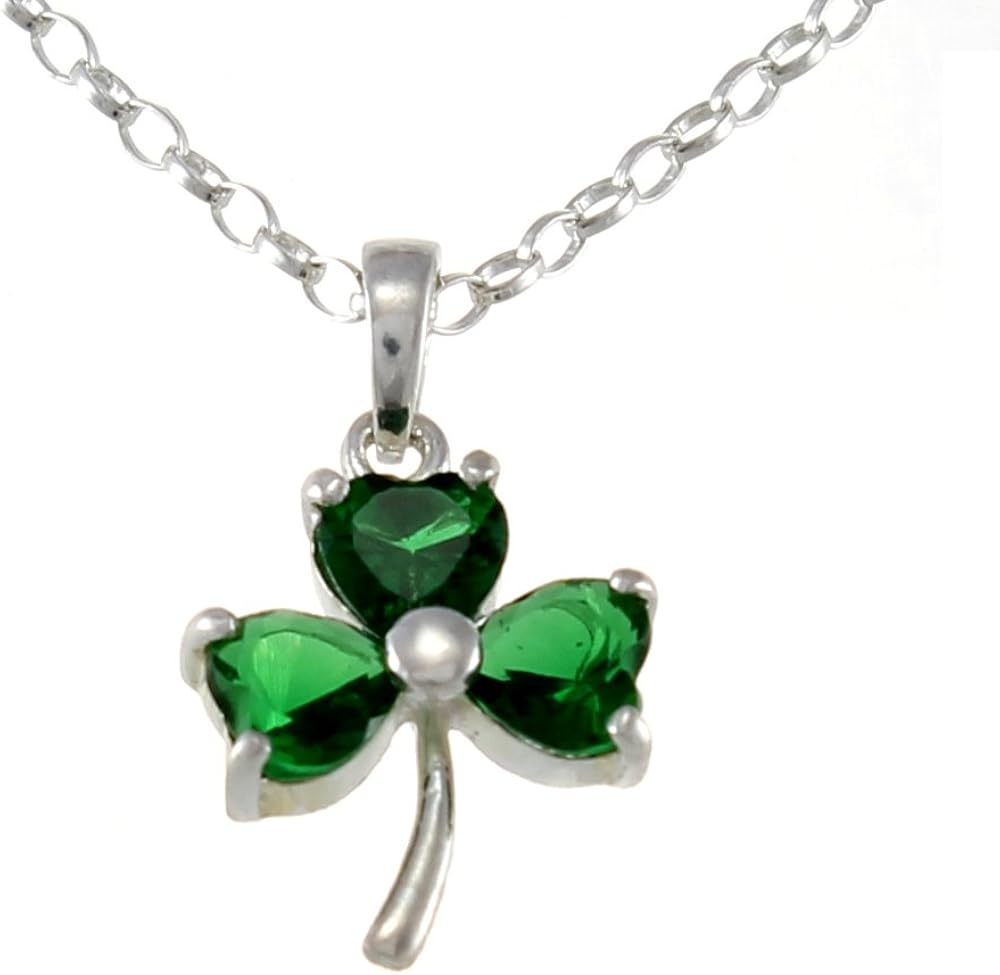 Sterling Silver Irish Shamrock Pendant with 18" Chain Jewelry