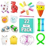Bundle Sensory Toys -Soft Egg Slime/ Bike Chain/ Unicorn/Ice cream/ Mesh & Marble Toy/ Soybeans Squeeze Grape Ball Stretchy String Mochi Animals Stress Toy for ADD ADHD Stress Relax[18Pack]